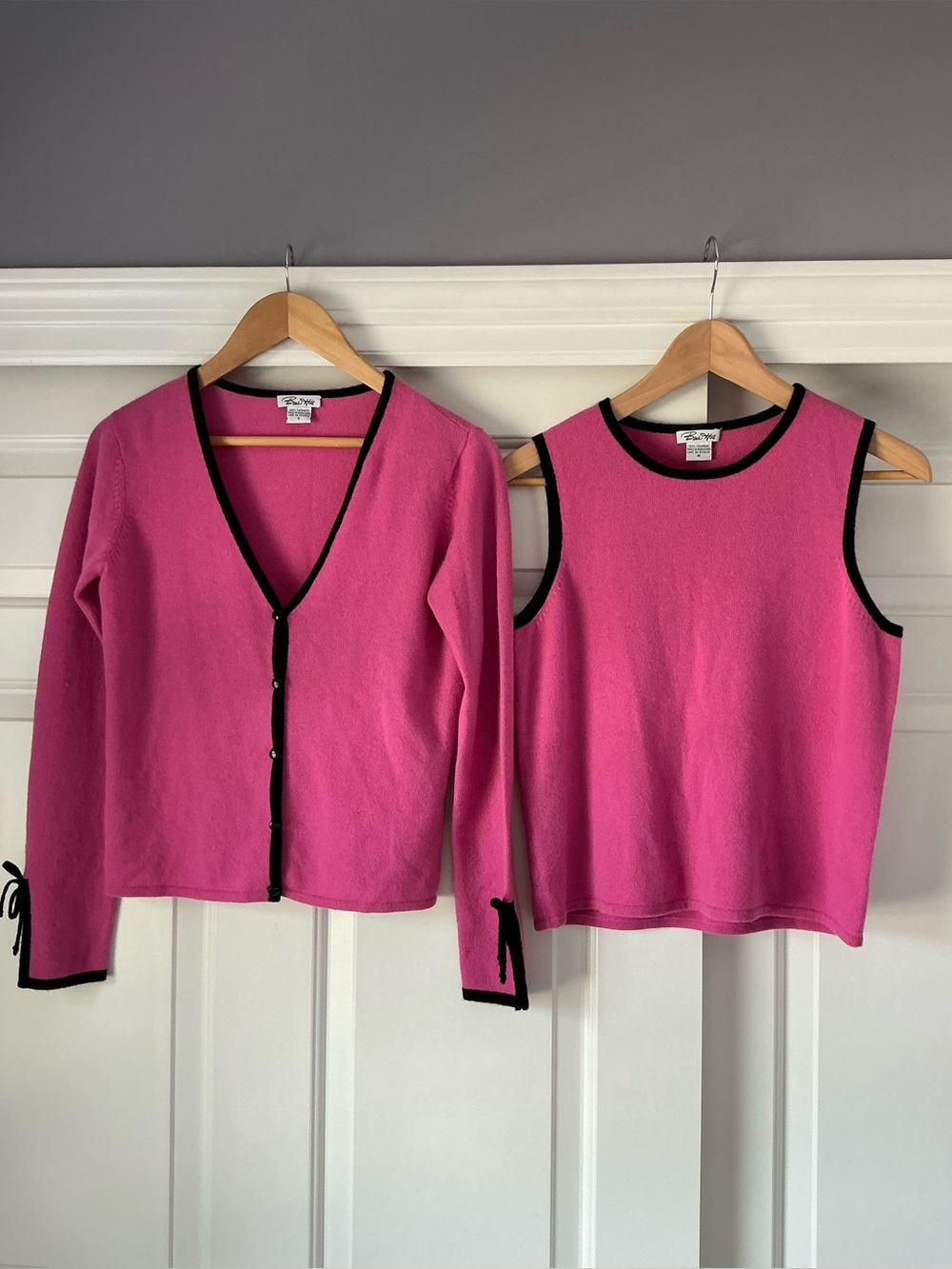 Vintage Birch Hill Pink Cashmere Knitted Cardigan & Tank Set S-M